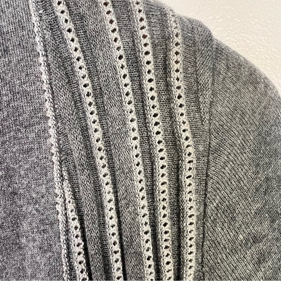 ANTHROPOLOGIE Knitted & Knotted Open Front Grey Cardigan Sweater - Picture 7 of 13